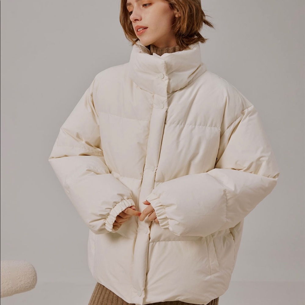 Short Puffer Coat, Medium, White